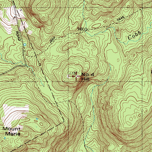 Topographic Map of Number 4 Hill, ME
