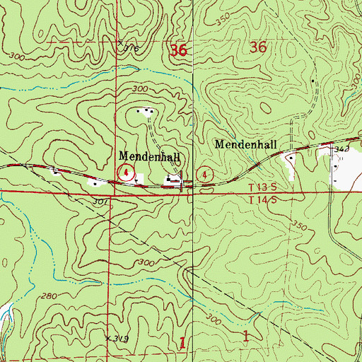 Topographic Map of Mendenhall, AR