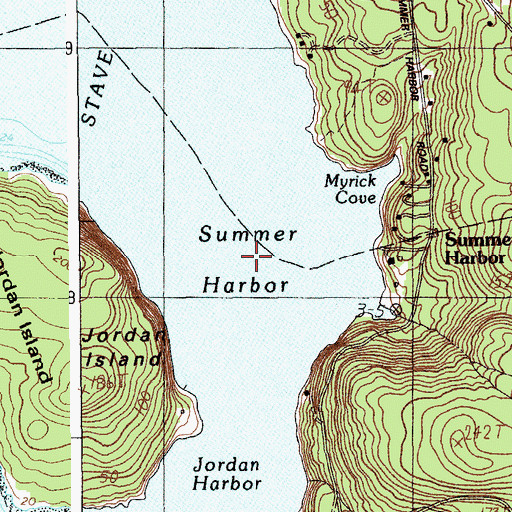 Topographic Map of Summer Harbor, ME