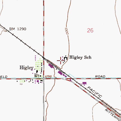 Topographic Map of Higley Traditional Academy, AZ