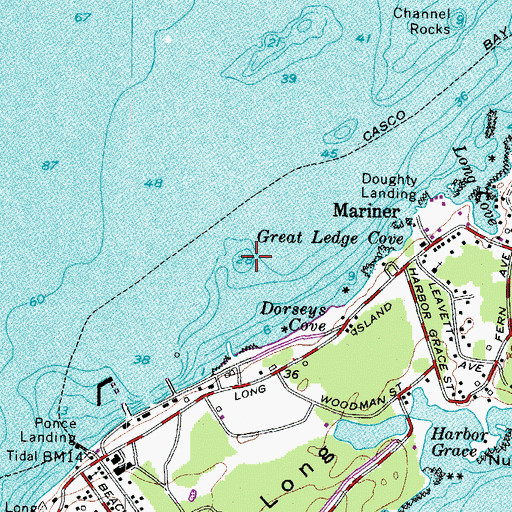 Topographic Map of Mariner Ledge, ME
