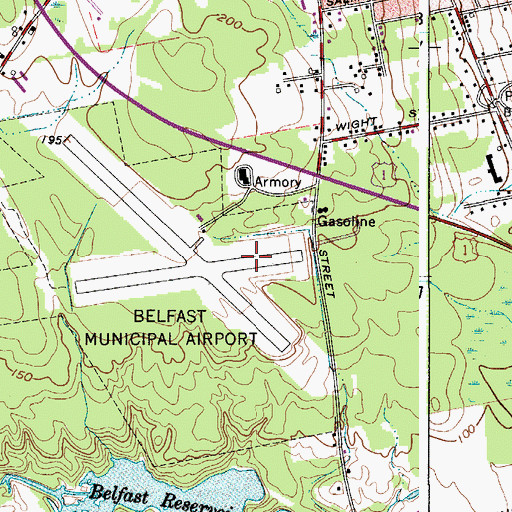 Topographic Map of Belfast Municipal Airport, ME