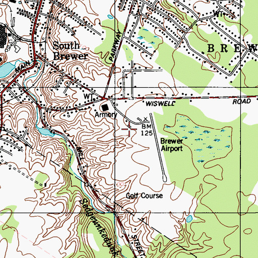 Topographic Map of WTKS-AM (Brewer), ME