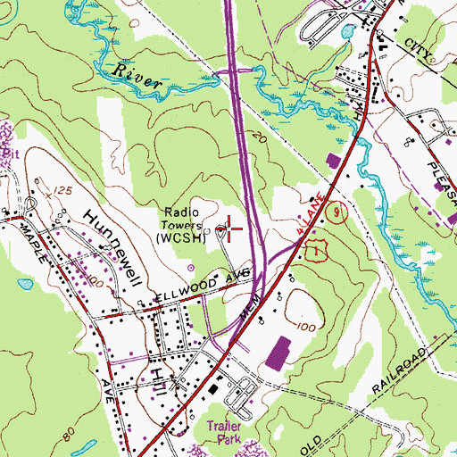 Topographic Map of WZAN-AM (Portland), ME