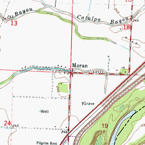 Topographic Map of Moran, AR
