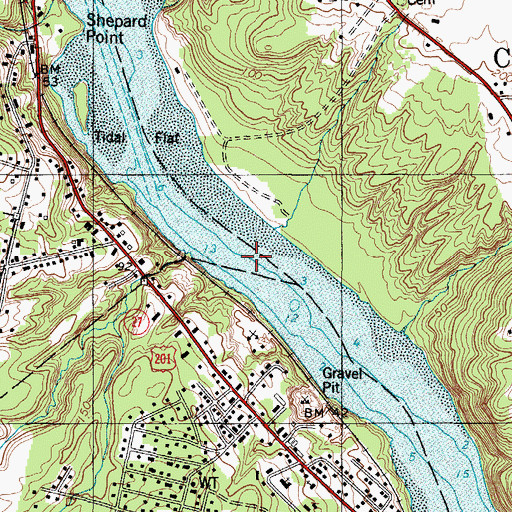 Topographic Map of Augusta Seaplane Base, ME