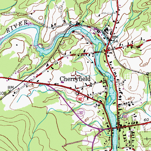 Topographic Map of Narraguagus Airport (historical), ME