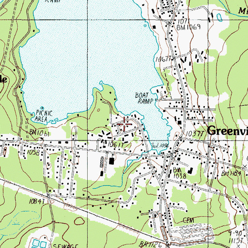 Topographic Map of Greenville Seaplane Base, ME
