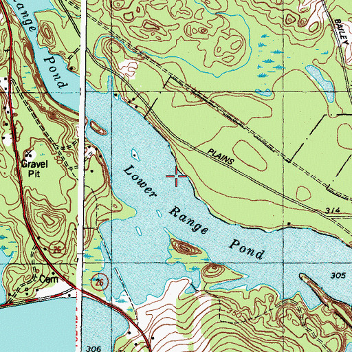 Topographic Map of Lower Range Seaplane Base, ME