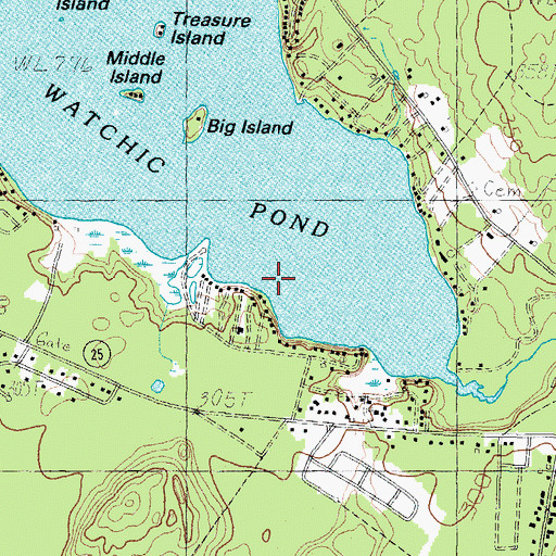 Topographic Map of Douglass Seaplane Base, ME