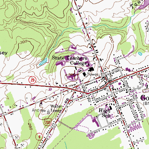 Topographic Map of WMPG-FM (Gorham), ME