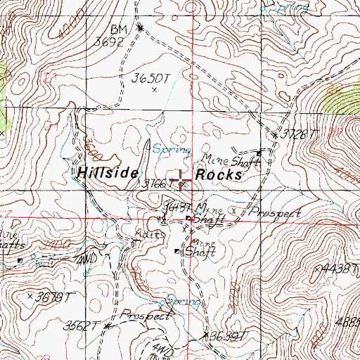 Topographic Map of Hillside Rocks, AZ