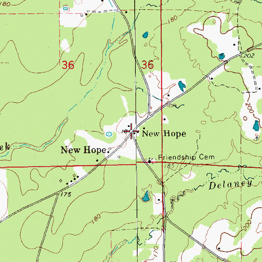 Topographic Map of New Hope, AR