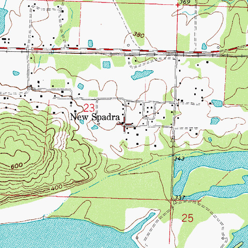 Topographic Map of New Spadra, AR