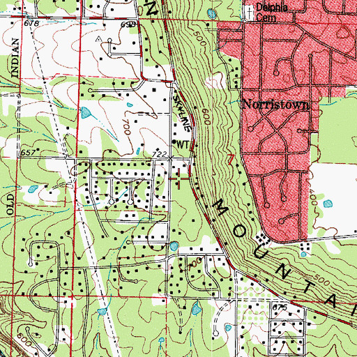 Topographic Map of Norristown Mountain, AR