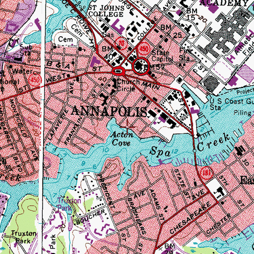 Topographic Map of Acton Cove, MD