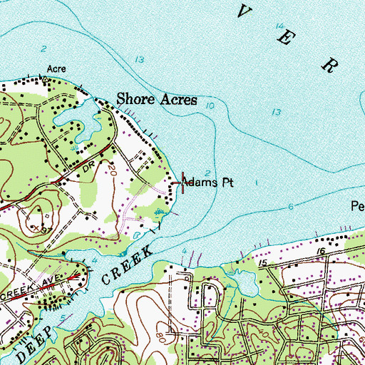 Topographic Map of Adams Point, MD