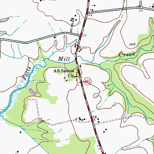 Topographic Map of All Saints Church, MD