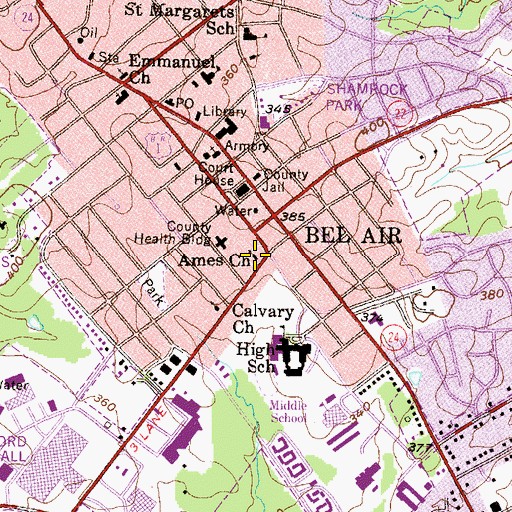 Topographic Map of Ames Church, MD