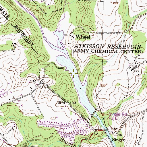 Topographic Map of Atkisson Reservoir, MD