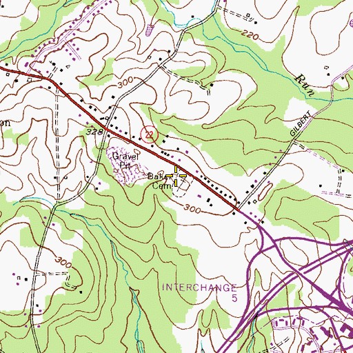Topographic Map of Baker Cemetery, MD