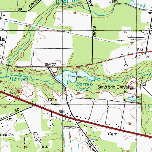 Topographic Map of Barren Pond, MD