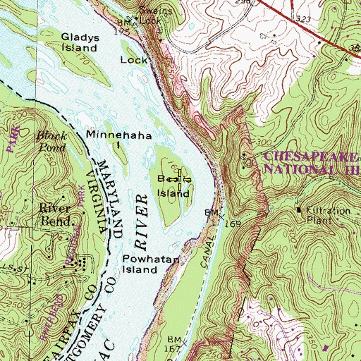 Topographic Map of Bealls Island, MD