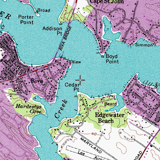 Topographic Map of Beards Creek, MD