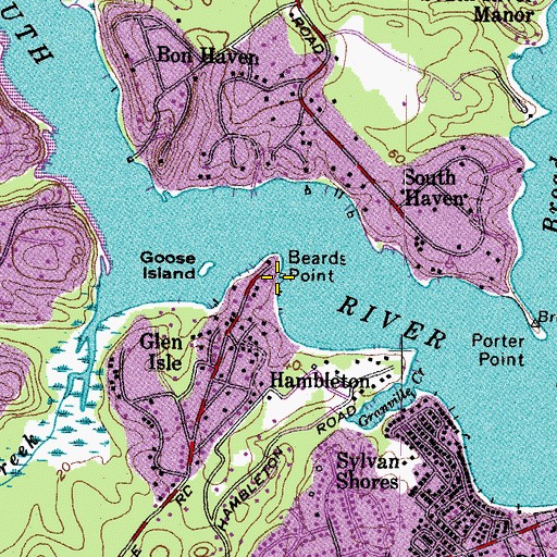 Topographic Map of Beards Point, MD