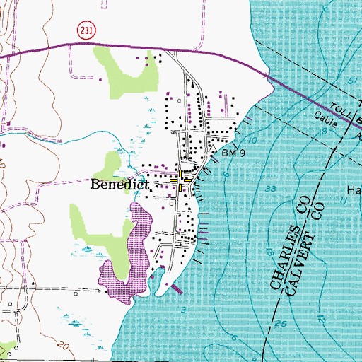 Topographic Map of Benedict, MD