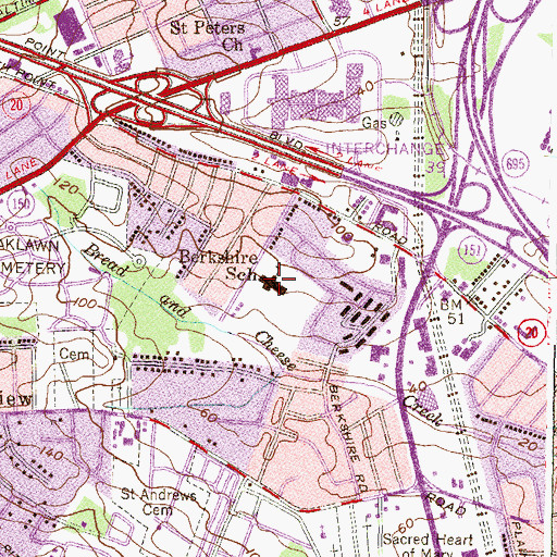 Topographic Map of Berkshire Elementary School, MD
