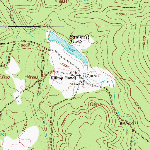 Topographic Map of Hilltop Ranch, AZ