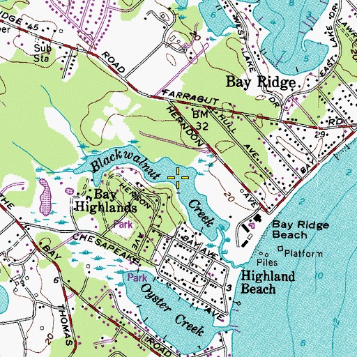 Topographic Map of Blackwalnut Creek, MD