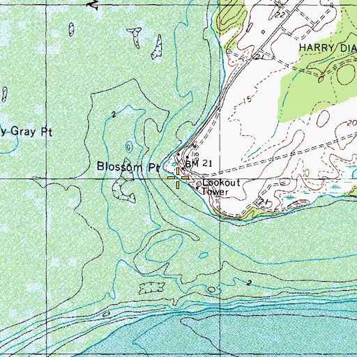 Topographic Map of Blossom Point, MD
