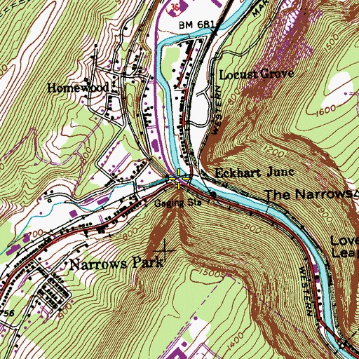 Topographic Map of Braddock Run, MD