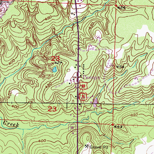 Topographic Map of Pennys, AR