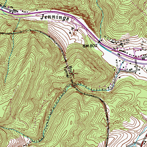 Topographic Map of Brush Tunnel, MD