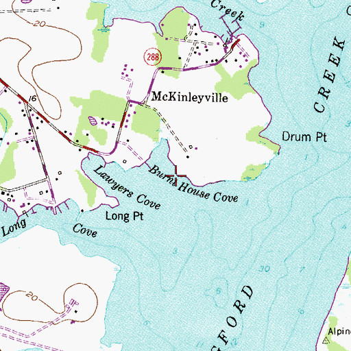 Topographic Map of Burnt House Cove, MD