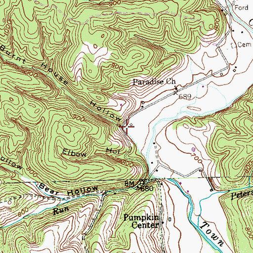 Topographic Map of Burnt House Hollow, MD