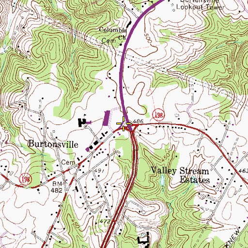 Topographic Map of Burtonsville, MD