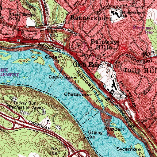Topographic Map of Cabin John Island, MD