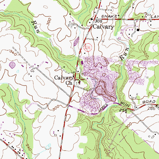 Topographic Map of Calvary Church, MD