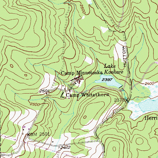 Topographic Map of Camp Minnetoska, MD