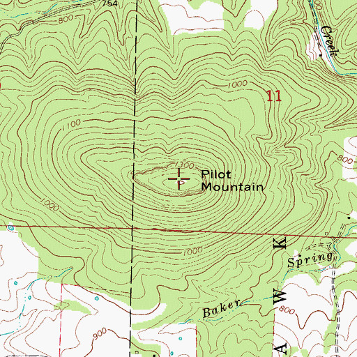 Topographic Map of Pilot Mountain, AR
