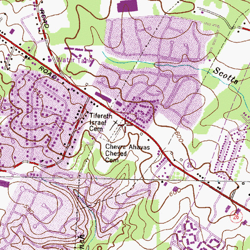 Topographic Map of Chevra Ahavas Chesed Cemetery, MD