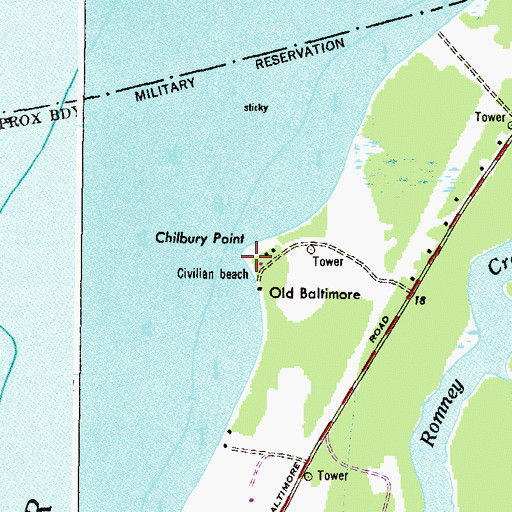 Topographic Map of Chilbury Point, MD