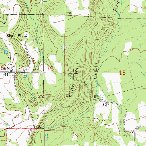 Topographic Map of Pine Hill, AR
