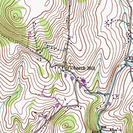Topographic Map of Church Hill, MD