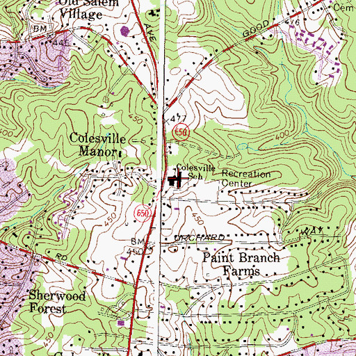 Topographic Map of Colesville School, MD