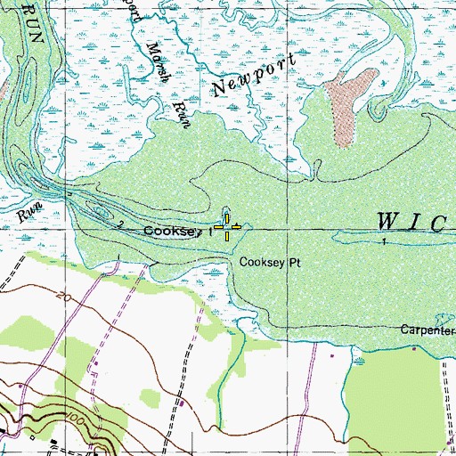 Topographic Map of Cooksey Island, MD